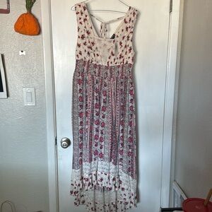 Vintage Floral Print Long Dress Size Lg/12
